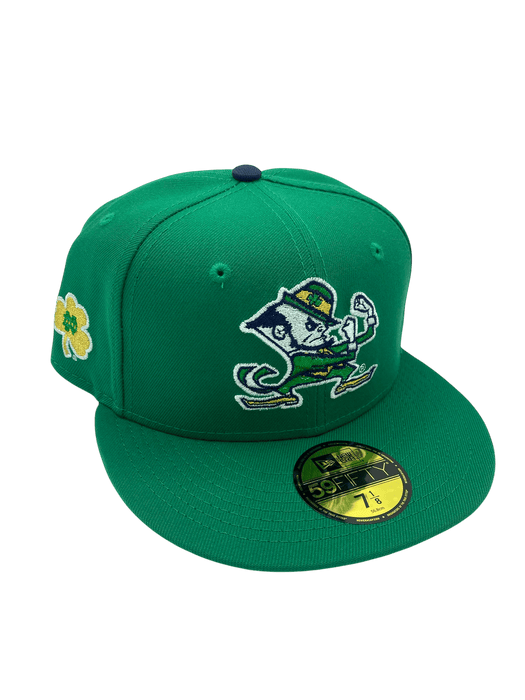 New Era Fitted Hat Adult Notre Dame Fighting Irish New Era Green Iris Custom Side Patch 59FIFTY Fitted Hat - Men's