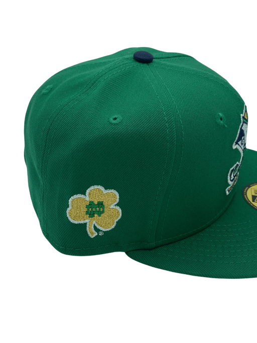New Era Fitted Hat Adult Notre Dame Fighting Irish New Era Green Iris Custom Side Patch 59FIFTY Fitted Hat - Men's