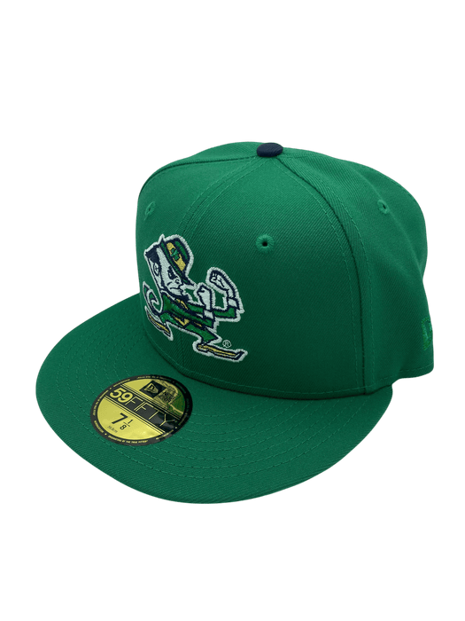 New Era Fitted Hat Adult Notre Dame Fighting Irish New Era Green Iris Custom Side Patch 59FIFTY Fitted Hat - Men's