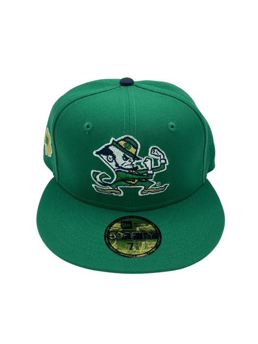 New Era Fitted Hat Adult Notre Dame Fighting Irish New Era Green Iris Custom Side Patch 59FIFTY Fitted Hat - Men's