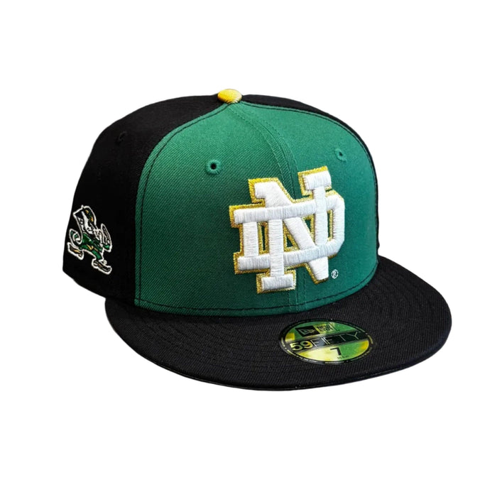 New Era Fitted Hat Adult Notre Dame Fighting Irish New Era Green/Navy NCAA 'For Lou' Custom 59FIFTY Fitted Hat - Men's
