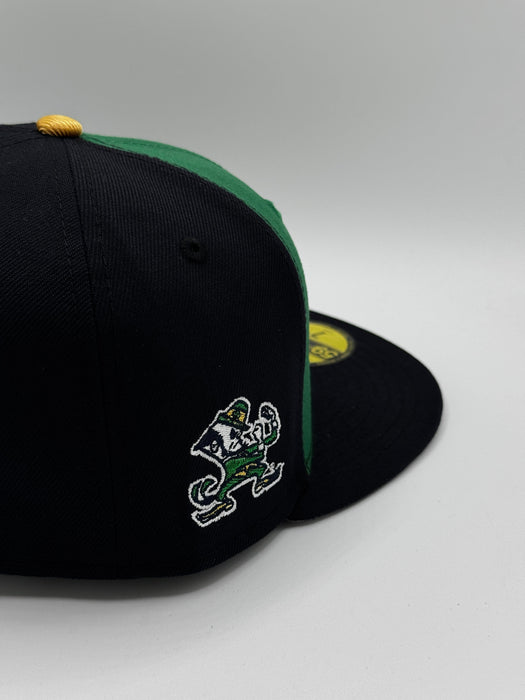 New Era Fitted Hat Adult Notre Dame Fighting Irish New Era Green/Navy NCAA 'For Lou' Custom 59FIFTY Fitted Hat - Men's