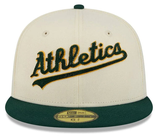 New Era Fitted Hat Adult Oakland A's New Era Chrome 2 Tone Chain Stitch Logo 59FIFTY Fitted Hat - Men's
