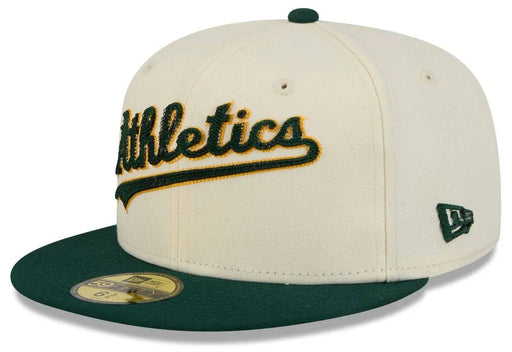 New Era Fitted Hat Adult Oakland A's New Era Chrome 2 Tone Chain Stitch Logo 59FIFTY Fitted Hat - Men's