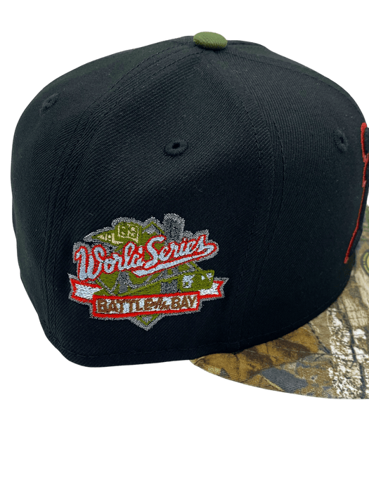 New Era Fitted Hat Adult Oakland Athletics New Era Black/Camo Custom 59FIFTY Fitted Hat - Men's