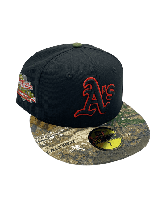 New Era Fitted Hat Adult Oakland Athletics New Era Black/Camo Custom 59FIFTY Fitted Hat - Men's