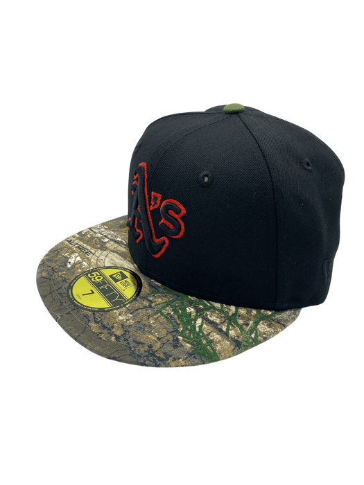 New Era Fitted Hat Adult Oakland Athletics New Era Black/Camo Custom 59FIFTY Fitted Hat - Men's