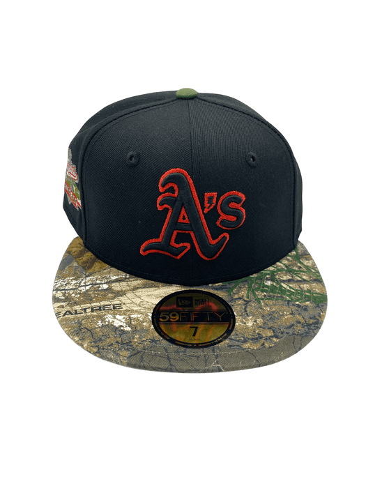 New Era Fitted Hat Adult Oakland Athletics New Era Black/Camo Custom 59FIFTY Fitted Hat - Men's