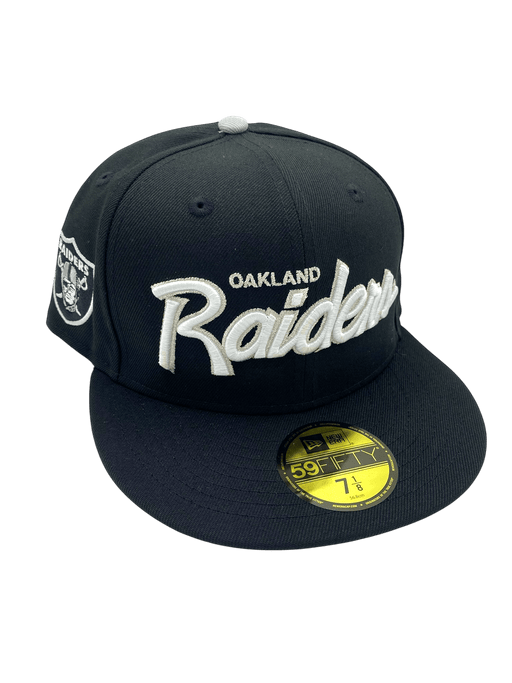 New Era Fitted Hat Adult Oakland Raiders New Era Black Oakland Forever Custom Side Patch 59FIFTY Fitted Hat - Men's