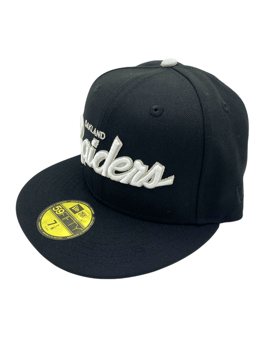 New Era Fitted Hat Adult Oakland Raiders New Era Black Oakland Forever Custom Side Patch 59FIFTY Fitted Hat - Men's