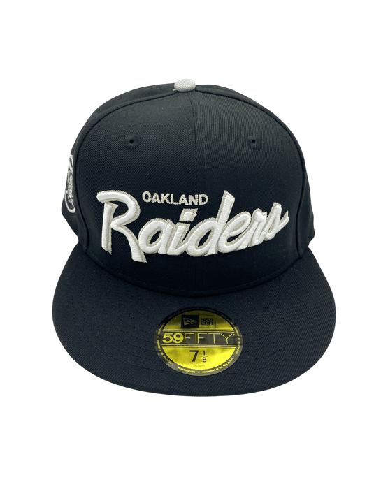 New Era Fitted Hat Adult Oakland Raiders New Era Black Oakland Forever Custom Side Patch 59FIFTY Fitted Hat - Men's