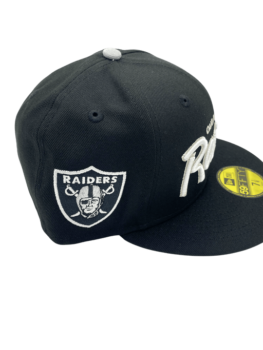 New Era Fitted Hat Adult Oakland Raiders New Era Black Oakland Forever Custom Side Patch 59FIFTY Fitted Hat - Men's