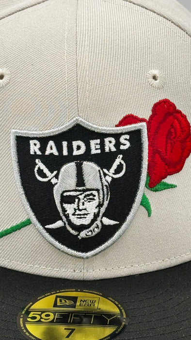 Adult Oakland Raiders New Era Black ROSE BOWL RAIDERS Custom Side Patch 59FIFTY Fitted Hat - Men's