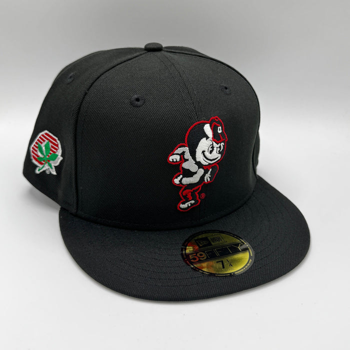New Era Fitted Hat Adult Ohio State Buckeyes Black New Era NCAA 'Brutus' Custom 59FIFTY Fitted Hat - Men's