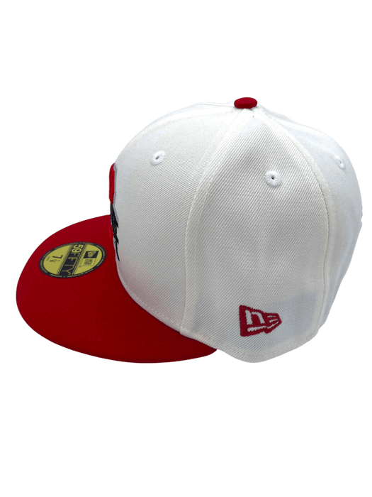 New Era Fitted Hat Adult Ohio State Buckeyes New Era Chrome/Red Defending Champs Custom Side Patch 59FIFTY Fitted Hat - Men's