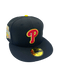 Adult Philadelphia Phillies New Era Black Movie Pack Custom Side Patch 59FIFTY Fitted Hat - Men's