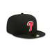 New Era Fitted Hat Adult Philadelphia Phillies New Era Black/Team Basic 59FIFTY Fitted Hat - Men's