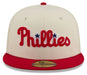 New Era Fitted Hat Adult Philadelphia Phillies New Era Chrome 2 Tone Chain Stitch Logo 59FIFTY Fitted Hat - Men's