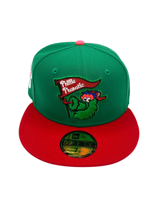 New Era Fitted Hat Adult Philadelphia Phillies New Era Green/Red The Phanatic Custom Side Patch 59FIFTY Fitted Hat - Men's