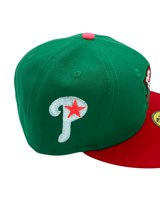 New Era Fitted Hat Adult Philadelphia Phillies New Era Green/Red The Phanatic Custom Side Patch 59FIFTY Fitted Hat - Men's