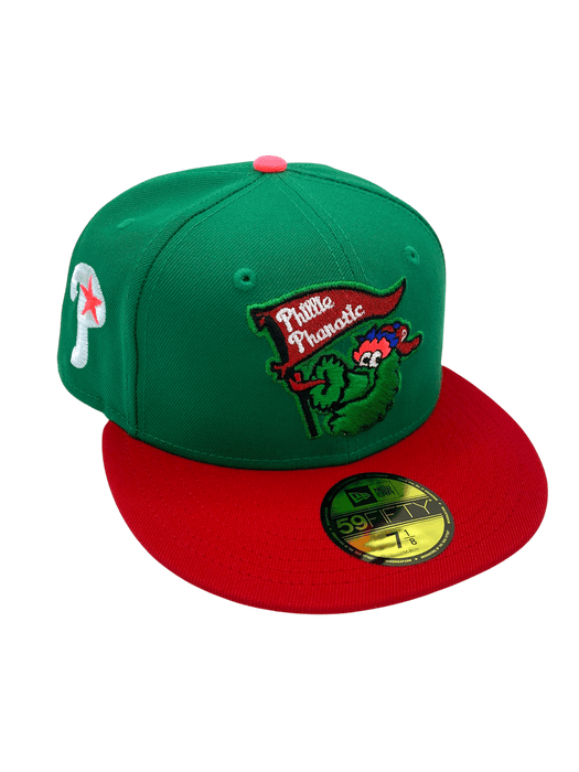 New Era Fitted Hat Adult Philadelphia Phillies New Era Green/Red The Phanatic Custom Side Patch 59FIFTY Fitted Hat - Men's