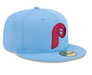 New Era Fitted Hat Adult Philadelphia Phillies New Era Light Blue 2025 MLB Alternate Clubhouse 59FIFTY Fitted Hat - Men's