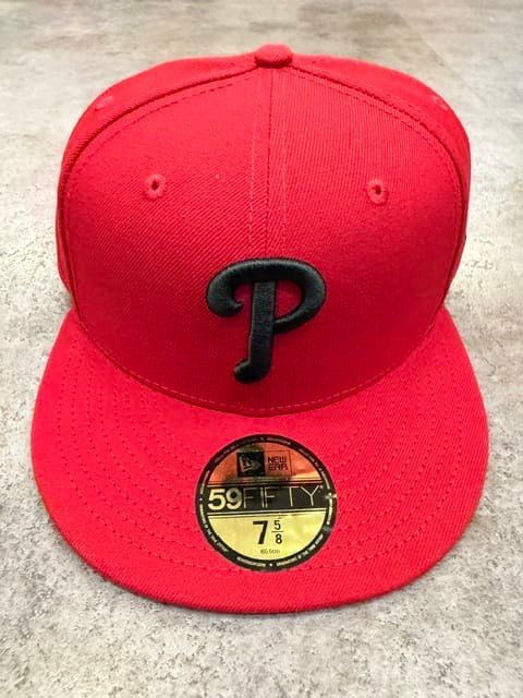 New Era Fitted Hat Adult Philadelphia Phillies New Era Red and Black Collection 59FIFTY Fitted Hat - Men's