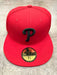 New Era Fitted Hat Adult Philadelphia Phillies New Era Red and Black Collection 59FIFTY Fitted Hat - Men's