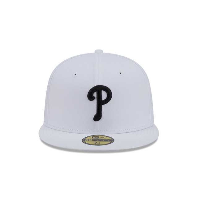 New Era Fitted Hat Adult Philadelphia Phillies New Era White/Black Basic 59FIFTY Fitted Hat - Men's
