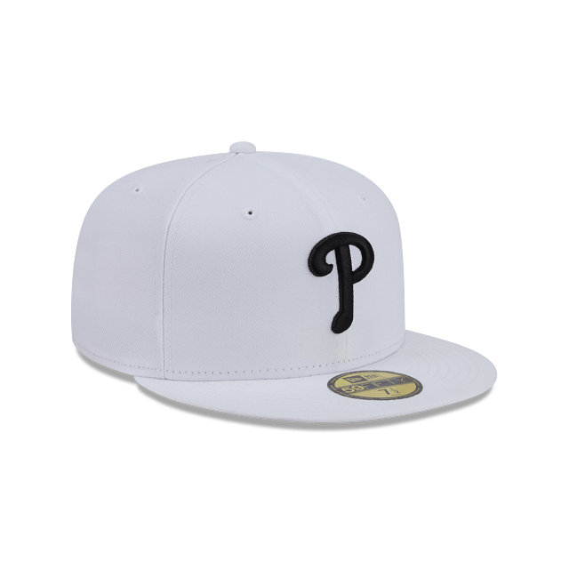 New Era Fitted Hat Adult Philadelphia Phillies New Era White/Black Basic 59FIFTY Fitted Hat - Men's