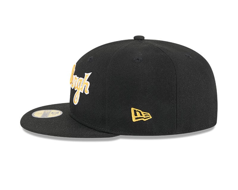 Adult Pittsburgh Pirates New Era Black Overlap 59FIFTY Fitted Hat - Men's
