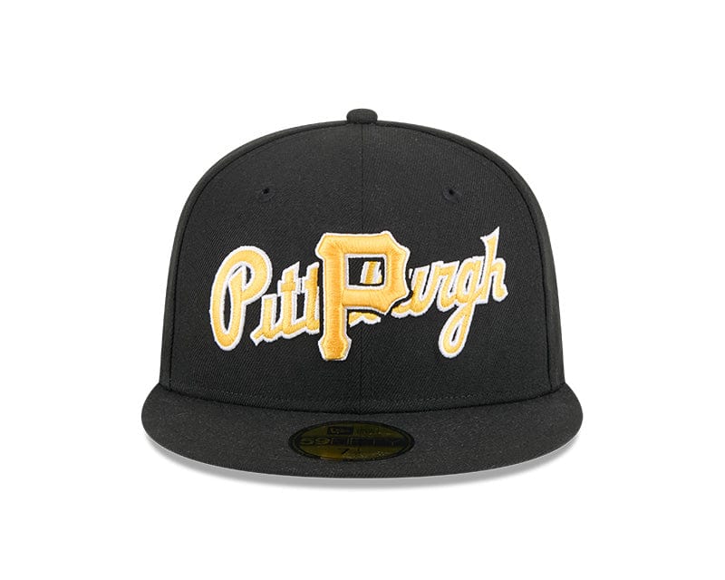 Adult Pittsburgh Pirates New Era Black Overlap 59FIFTY Fitted Hat - Men's