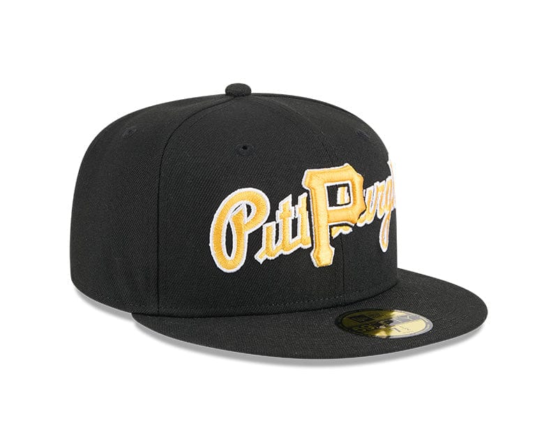 Adult Pittsburgh Pirates New Era Black Overlap 59FIFTY Fitted Hat - Men's