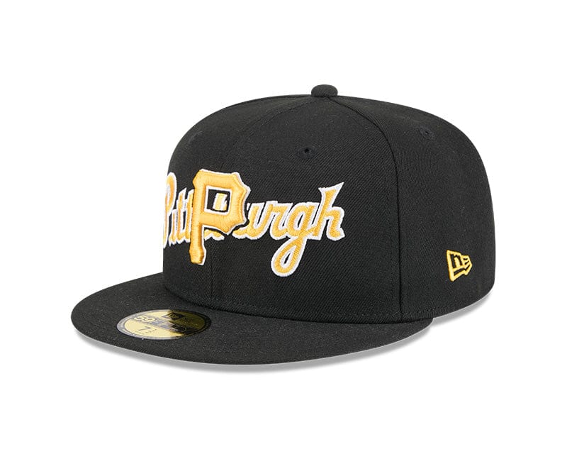 Adult Pittsburgh Pirates New Era Black Overlap 59FIFTY Fitted Hat - Men's