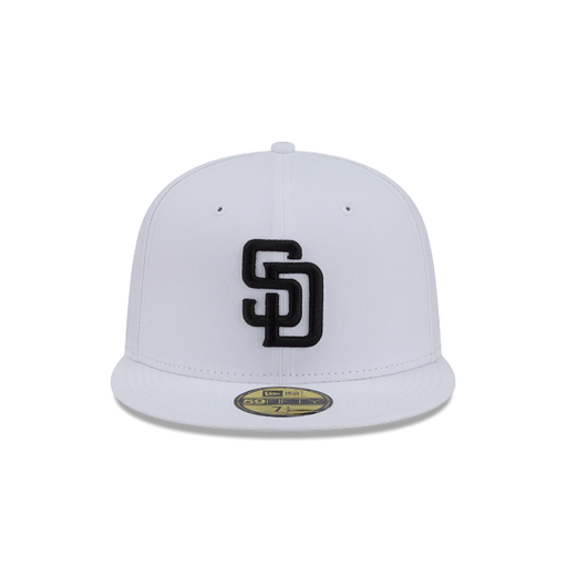 New Era Fitted Hat Adult San Diego Padres New Era White/Black Basic 59FIFTY Fitted Hat - Men's