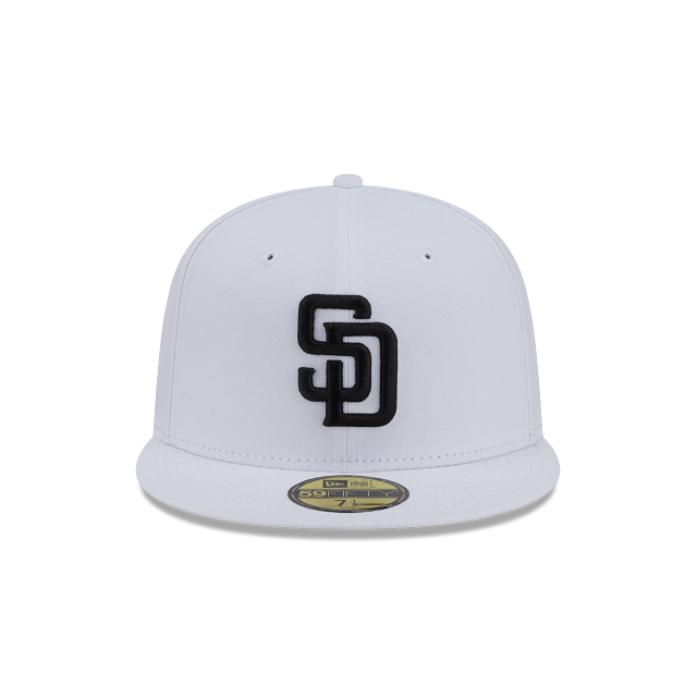 New Era Fitted Hat Adult San Diego Padres New Era White/Black Basic 59FIFTY Fitted Hat - Men's