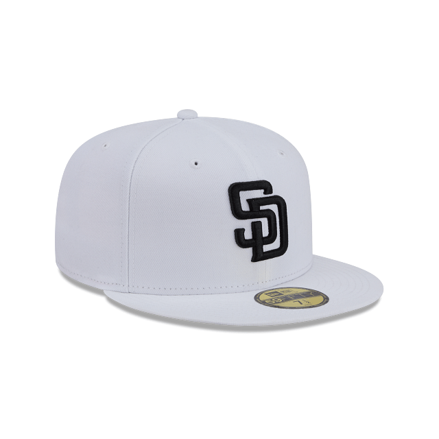 New Era Fitted Hat Adult San Diego Padres New Era White/Black Basic 59FIFTY Fitted Hat - Men's