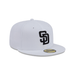 New Era Fitted Hat Adult San Diego Padres New Era White/Black Basic 59FIFTY Fitted Hat - Men's