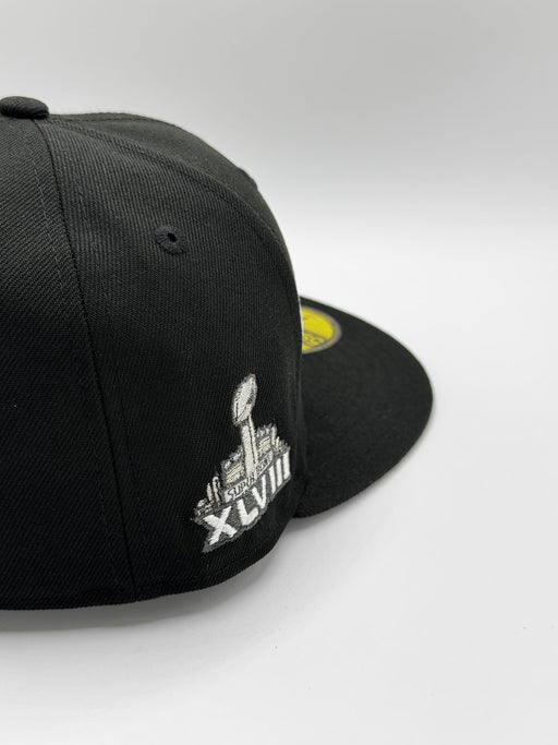 New Era Fitted Hat Adult Seattle Seahawks Black New Era Super Bowl 48 Custom 59FIFTY Fitted Hat - Men's
