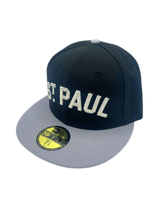 New Era Fitted Hat Adult St. Paul Saints New Era Black/Gray Custom Side Patch 59FIFTY Fitted Hat - Men's