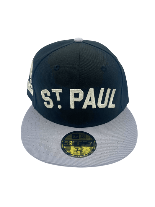 New Era Fitted Hat Adult St. Paul Saints New Era Black/Gray Custom Side Patch 59FIFTY Fitted Hat - Men's