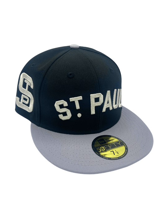 New Era Fitted Hat Adult St. Paul Saints New Era Black/Gray Custom Side Patch 59FIFTY Fitted Hat - Men's