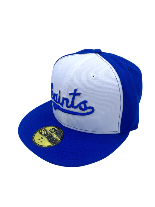 New Era Fitted Hat Adult St. Paul Saints New Era Blue/White Classic Script Custom Side Patch 59FIFTY Fitted Hat - Men's