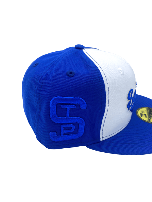 New Era Fitted Hat Adult St. Paul Saints New Era Blue/White Classic Script Custom Side Patch 59FIFTY Fitted Hat - Men's