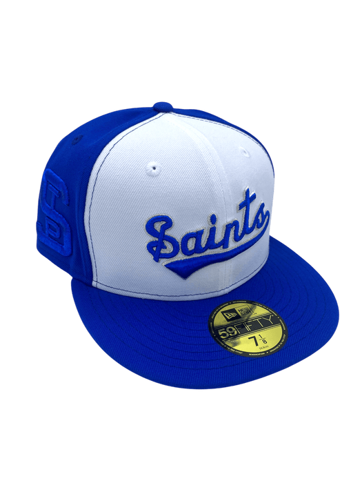 New Era Fitted Hat Adult St. Paul Saints New Era Blue/White Classic Script Custom Side Patch 59FIFTY Fitted Hat - Men's