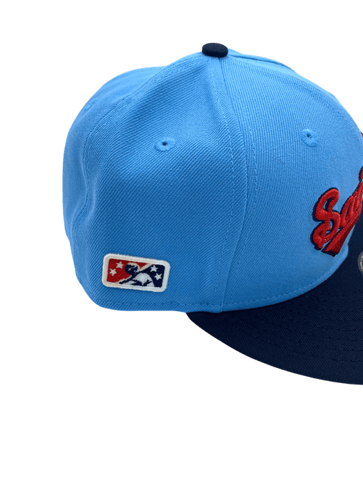 New Era Fitted Hat Adult St. Paul Saints New Era Light Blue/Navy Retro Custom Side Patch 59FIFTY Fitted Hat - Men's