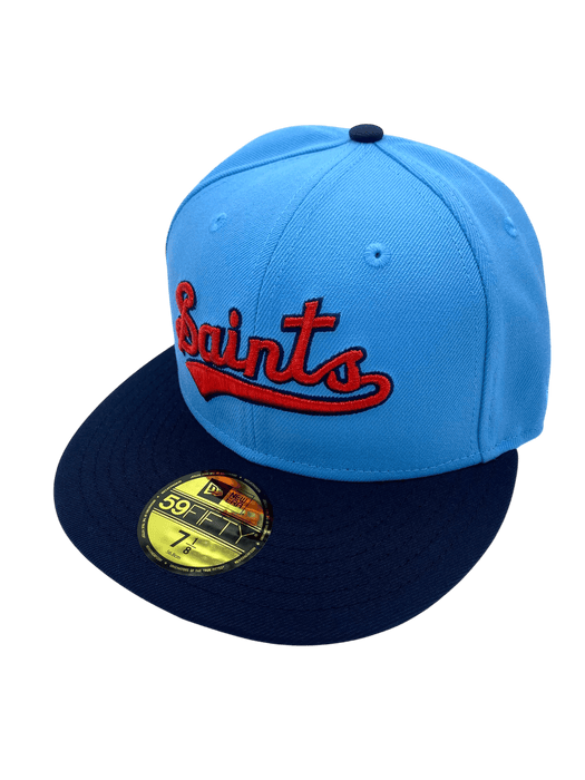 New Era Fitted Hat Adult St. Paul Saints New Era Light Blue/Navy Retro Custom Side Patch 59FIFTY Fitted Hat - Men's