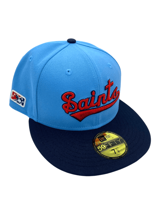 New Era Fitted Hat Adult St. Paul Saints New Era Light Blue/Navy Retro Custom Side Patch 59FIFTY Fitted Hat - Men's