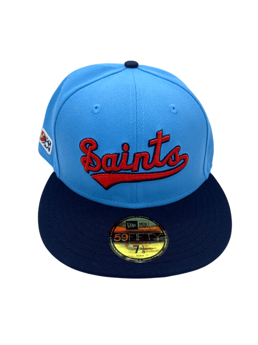 New Era Fitted Hat Adult St. Paul Saints New Era Light Blue/Navy Retro Custom Side Patch 59FIFTY Fitted Hat - Men's