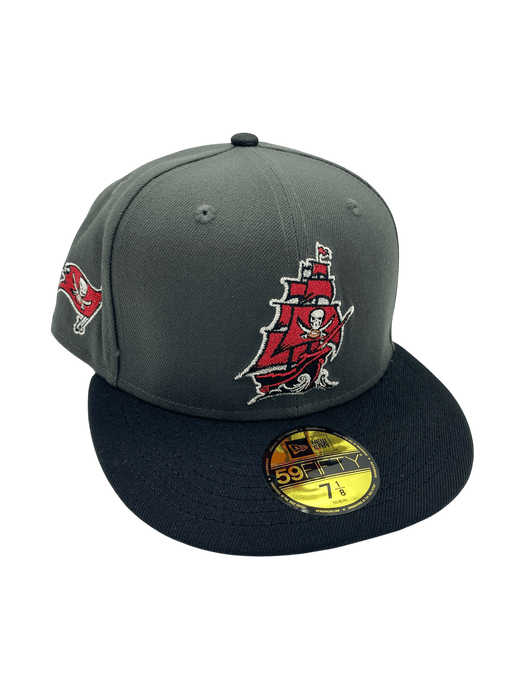 New Era Fitted Hat Adult Tampa Bay Buccaneers New Era Gray Fire the Cannons Custom Side Patch 59FIFTY Fitted Hat - Men's